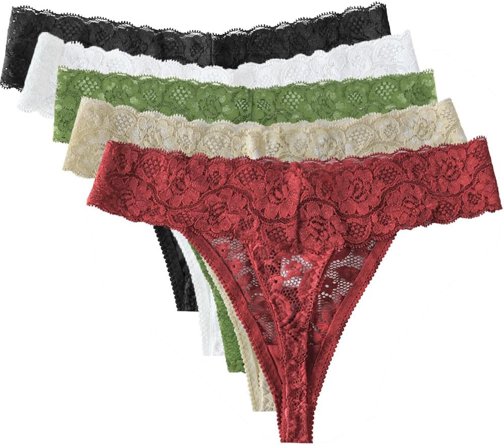 FRDMBeauty Sexy Lace Thong Bikini Panties Underwear Floral Breathable Briefs Lingerie for Women