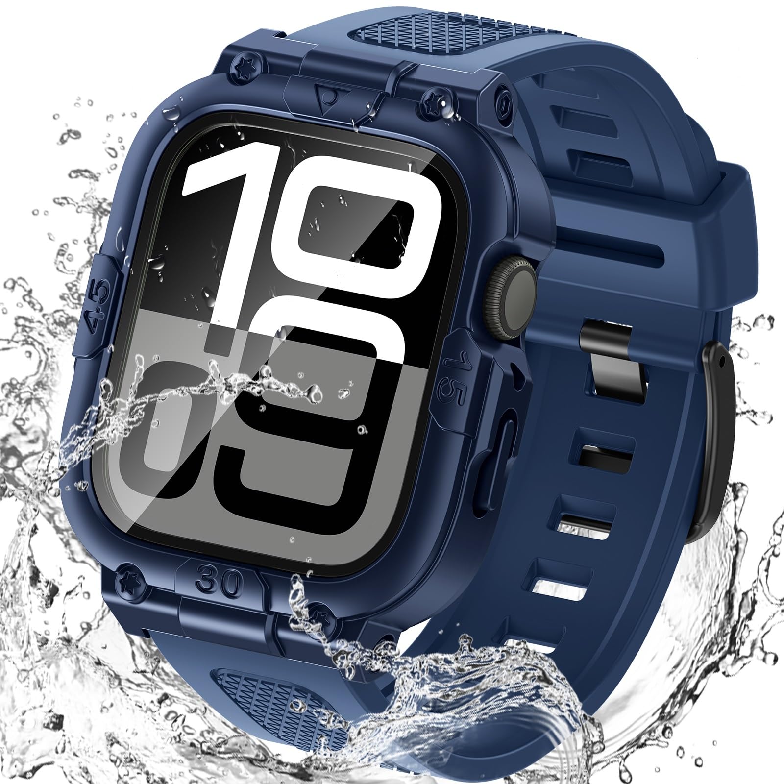 Photo 1 of Goton 3 in 1 Waterproof Case with Band for Apple Watch 46mm,Designed for Apple Watch Series 10 (2024) with Built-in Tempered Glass Screen Protector,Shockproof Bumper with Band for iWatch 46mm