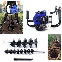 52CC 2-Stroke Gas Post Hole Digger | Professional Auger With 3 Drill Bits | For Fencing, Planting, Landscaping