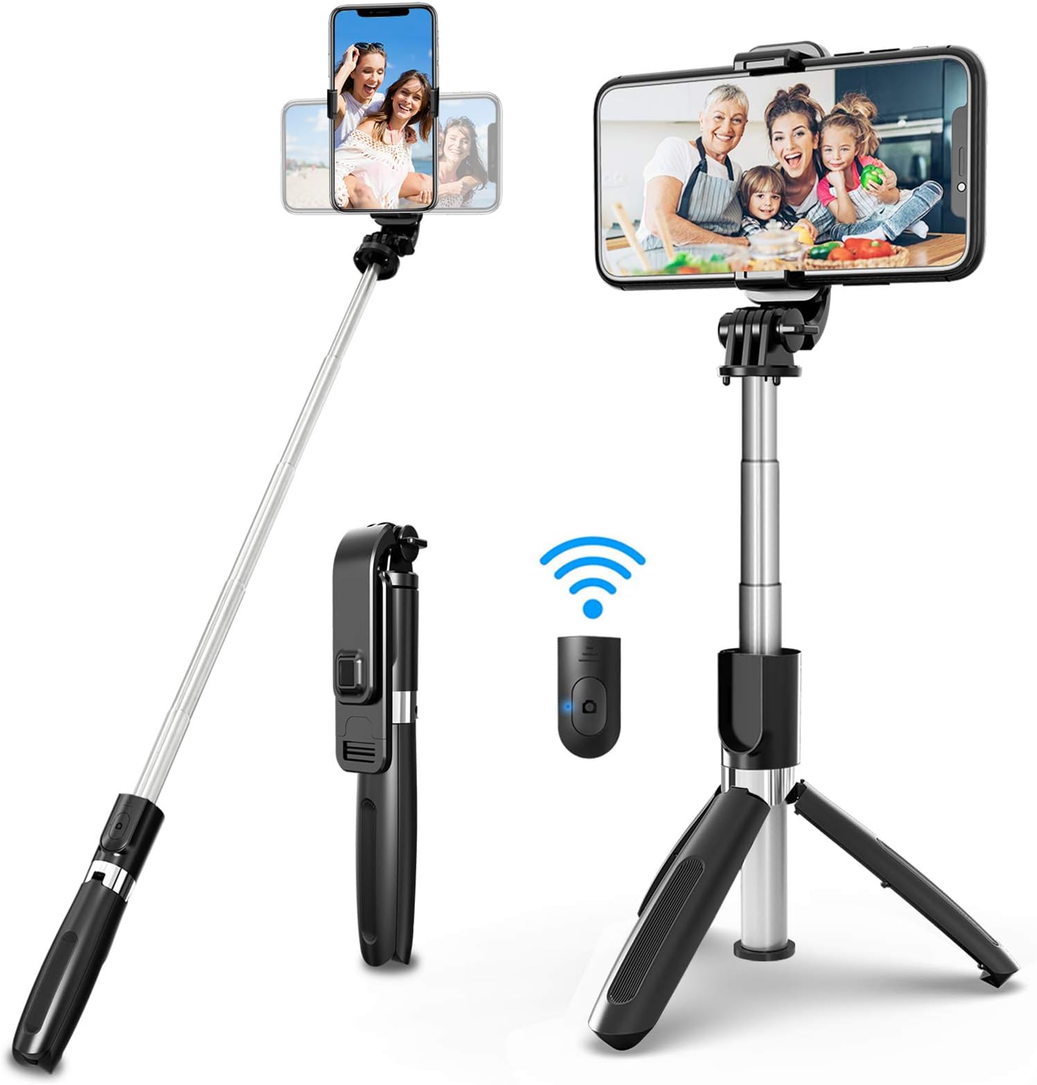 SYOSIN Selfie Stick Tripod, 4 in 1 Extendable 40 Inch Phone Tripod with Detachable Wireless Remote Adjustable Gopro Camera Tripod Compatible with iPhone 12 11 Pro Max XS XR 8 7 Plus Android