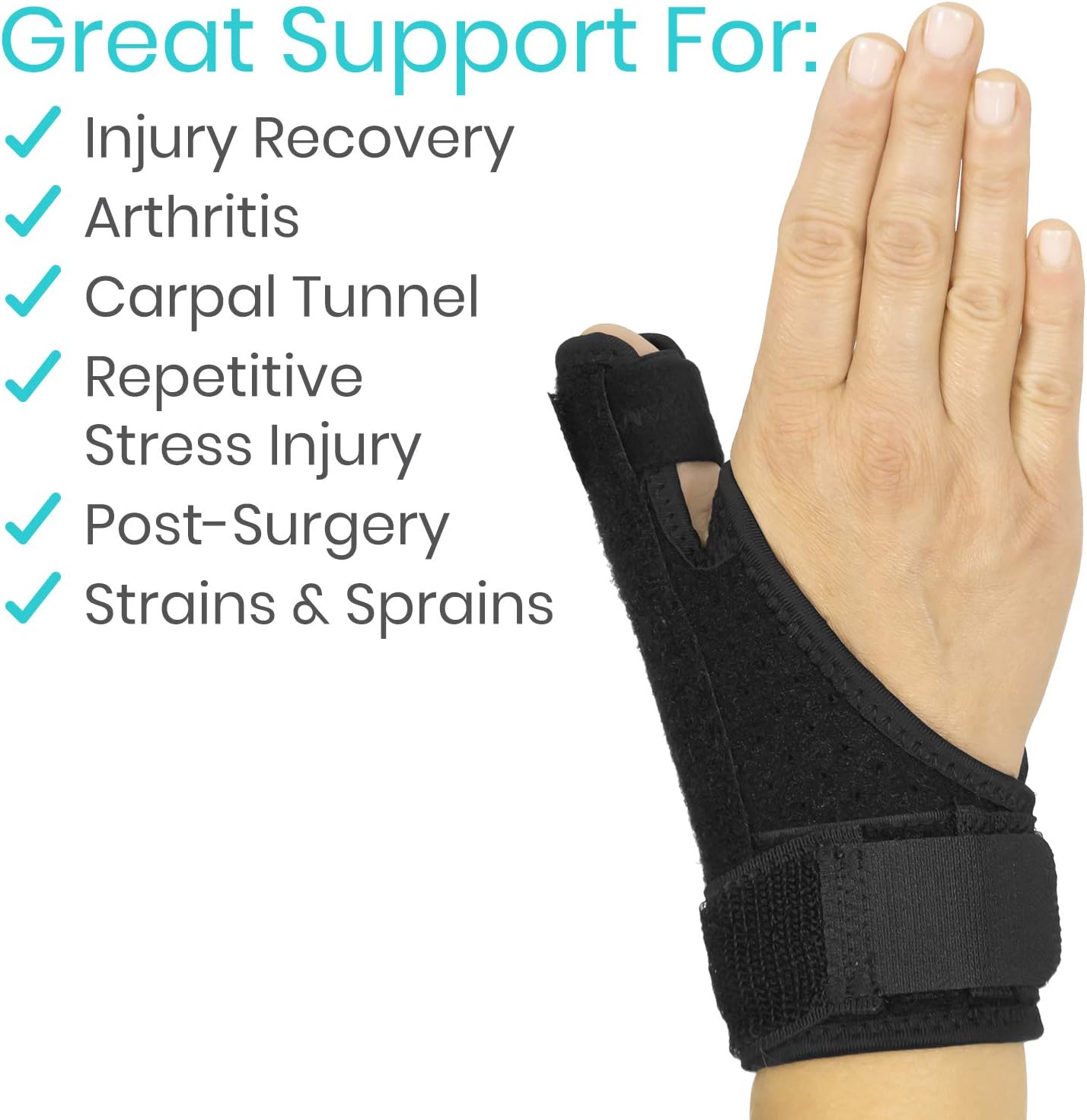 Vive Thumb Brace - for Dequervains Tendonitis and Arthritis - Fits Men and Women Left and Right Hand - Spica Splint Support Wrap - Wrist Stabilizer for Carpal Tunnel, Sprains, and Trigger Pain Relief: Health & Personal Care