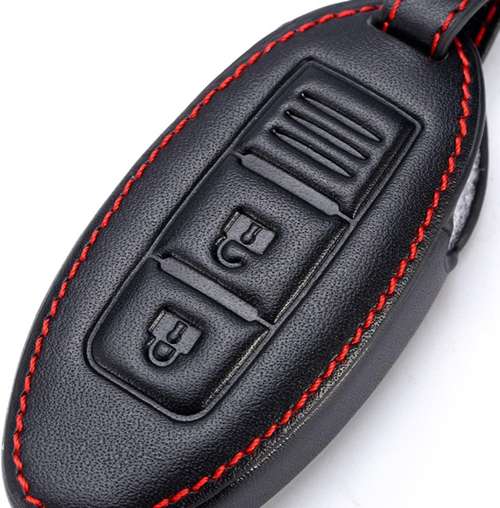 Happyit Leather Car Key Cover Case for Nissan 350Z Qashqai Kicks Tiida Pathfinder Murano Note Juke 3 Buttons - Image 4