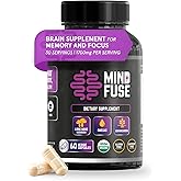 Nootropic Memory Booster Supplement for Adults - Lion’s Mane Capsules with Omega-3, Ashwagandha & L-Theanine for Focus & Memory - Gluten-Free 60 Capsules