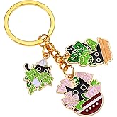 LSKFW Cute Keychain for Women Potted Plant Black cat Key chains Cute Car Keyrings Accessories Bag Purse Charms Gifts for Friends