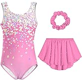 Idgreatim Girls Gymnastic Leotard Ballet Dance Dress Outfit with Removable Skirt Hair Scrunchie Combo 4-11 Years