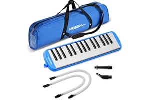 MOSEN MUSIC MOSEN 32 Keys Melodica Instrument, Air Piano Keyboard Pianica Soprano Melodica with 2 Soft Long Tubes, Short Mouthpieces, Carrying Bag, Blue