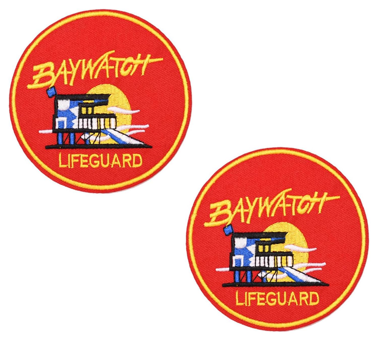 Photo 1 of 2 Pcs Beach Seaside Guard Sew on/Iron on Embroidery Patches for Jeans, Shirts, Hoodies, Blouses, Bags, caps, Backpacks.