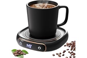 Lerat Coffee Mug Warmer & Mug Set for Desk, Electric Coffee Cup Warmer with Auto Shut Off, 3 Temperature Setting Smart Cup Warmer for Heating Coffee, Milk, Beverage, Candle Jar (Black), 12oz
