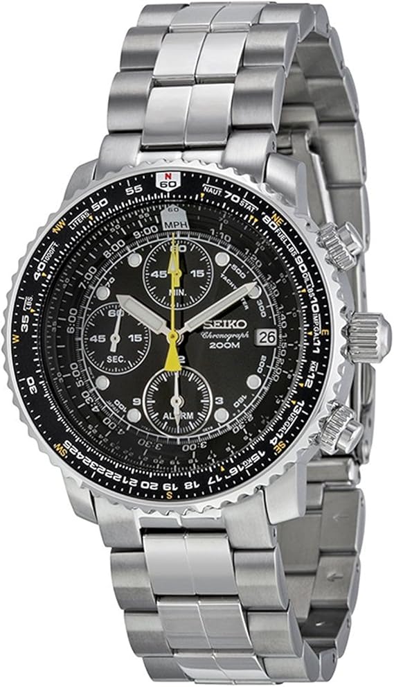 seiko men's sna411 flight alarm chronograph watch