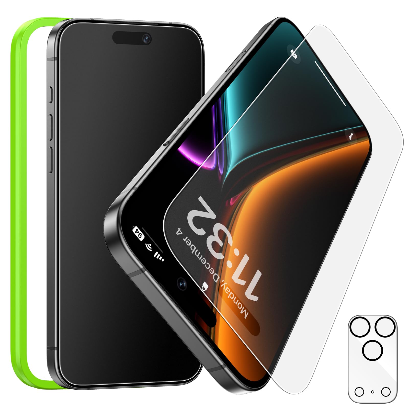 Photo 1 of Esanik [1+1] compatible with iPhone 17 Pro Matte Glass Screen Protector with Camera Lens Protector - Anti-Glare, Anti-Fingerprint, Anti-Reflection, 9H Hardness, Smooth Touch, Easy Installation Frame Included