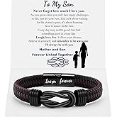 Infinity Knot Leather Bracelet Forever Linked Together Bracelet Birthday Christmas Anniversary Bracelet Idea Mens Braided Cuff 7.8/8.5/9 Inches Bracelet for Man Son Husband Boyfriend Brother Grandson