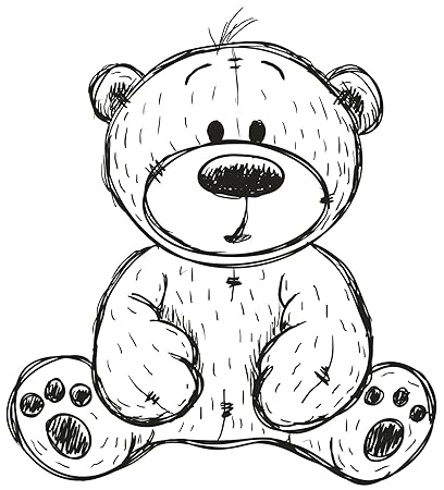 Amazoncom Black And White Pen Sketch Stuffed Teddy Bear