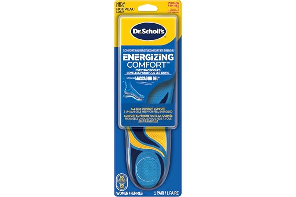 Dr. Scholl’s Energizing Comfort Everyday Insoles with Massaging Gel®, On Your Feet All-day Energy, Shock Absorbing, Arch Supp