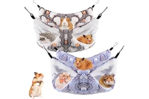 Guiqulai 2 Pcs Small Pet Cage Hammock Guinea Pig Bunkbed Hanging Hammock Soft Warm Small Animals House Cage Accessories for Hamster Ferret Guinea Pig Squirrel Chinchilla Rat