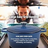 andrew james Cast Iron 5L Round Casserole with Lid Enamel Coated Blue view 8