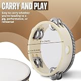 Flexzion Wood Handheld Tambourine 6-Inch Double Row 8-Pair Jingles view 9