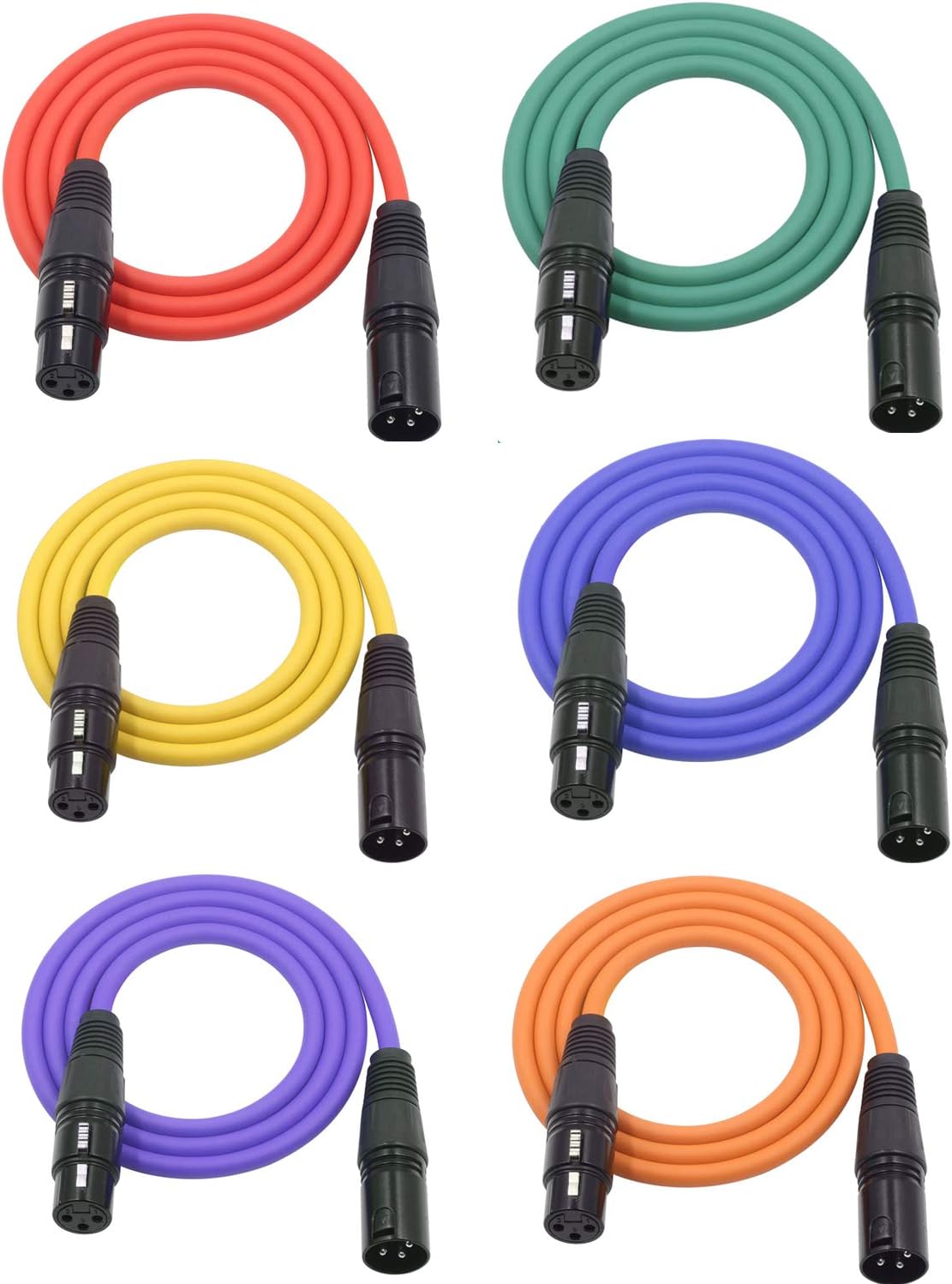 Balanced Mic Cables 6 Colors,LoongGate XLR 3 Pin Male Female Microphone