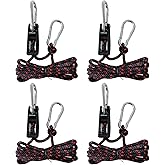 NONGKANG Ratchet Tie Down Straps, 1/4" (6mm) Adjustable Rope Hangers(4pcs, 12ft/Pack), Suitable for Kayak Fixation, Freight Transportation, Trucks, Tents, Hanging Plants and Various Bundling Uses