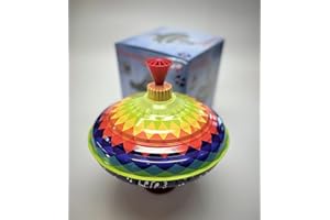 Classic Choral Multicolor Spinning Tin Top Toy from KsmToys The Funny Buzzing Multitaonal Hum Gets Louder As The Top Spins Faster, 9x9x9 Ages 18 m+