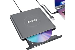 Alronly External CD/DVD Drive for Laptop, USB 3.0 Type-C USB Portable Player for Laptop CD DVD +/-RW Disk Drive CD Burner Wri