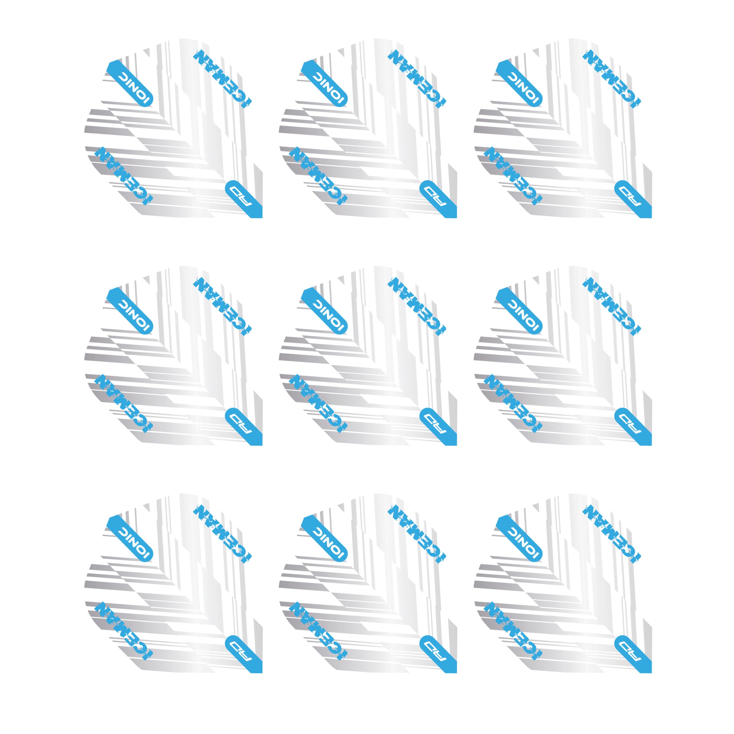 RED DRAGON Hardcore Gerwyn Price Iceman Ionic White and Blue Dart Flights - 3 sets Per Pack (9 Dart Flights in total)