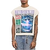 GORGLITTER Men's Dolman Sleeve Crop Vest Top T Shirts Crewneck Loose Pullover Tank Tops