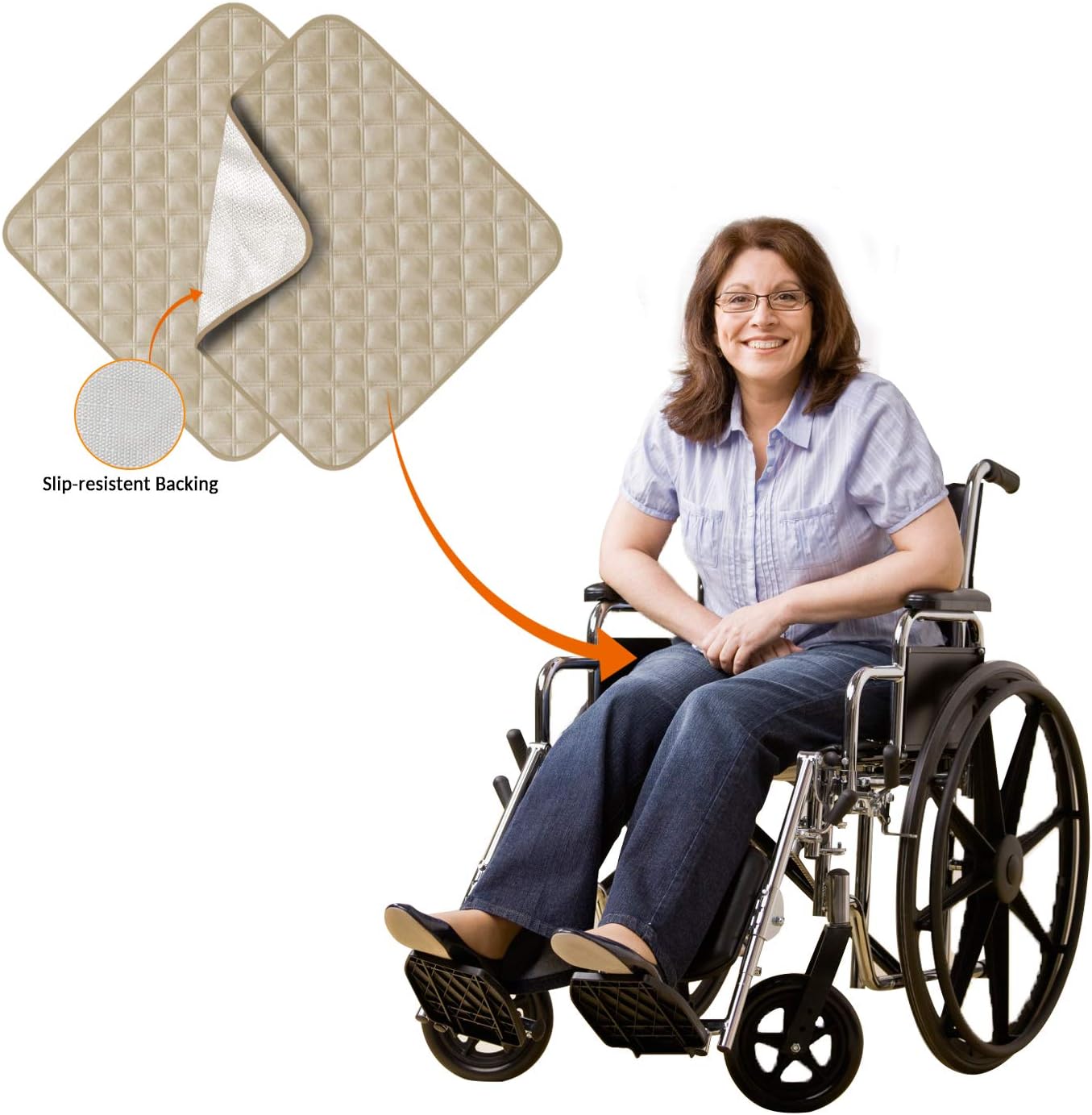 2 Pcs Incontinence Bed Pad, Reusable Underpad Seat Sofa Absorbent Pads Protection - for Elderly, Adult, Children, or Pet Training (Beige): Health & Personal Care