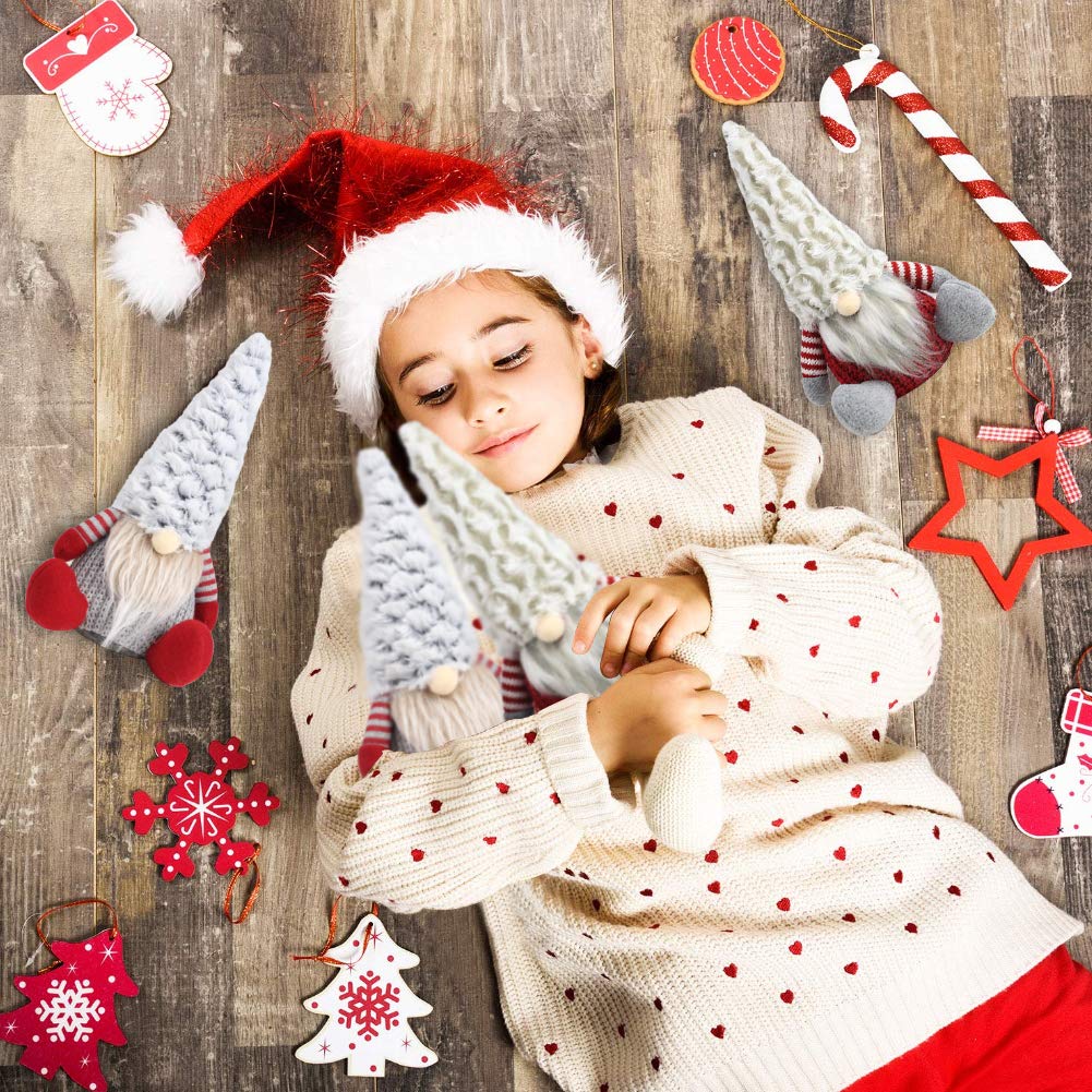 FuturePlusX Swedish Santa Gnome Plush, 2PCS Handmade Scandinavian Tomte Santa Scandinavian Gnome Plush for Christmas Santa Decoration Table Decor