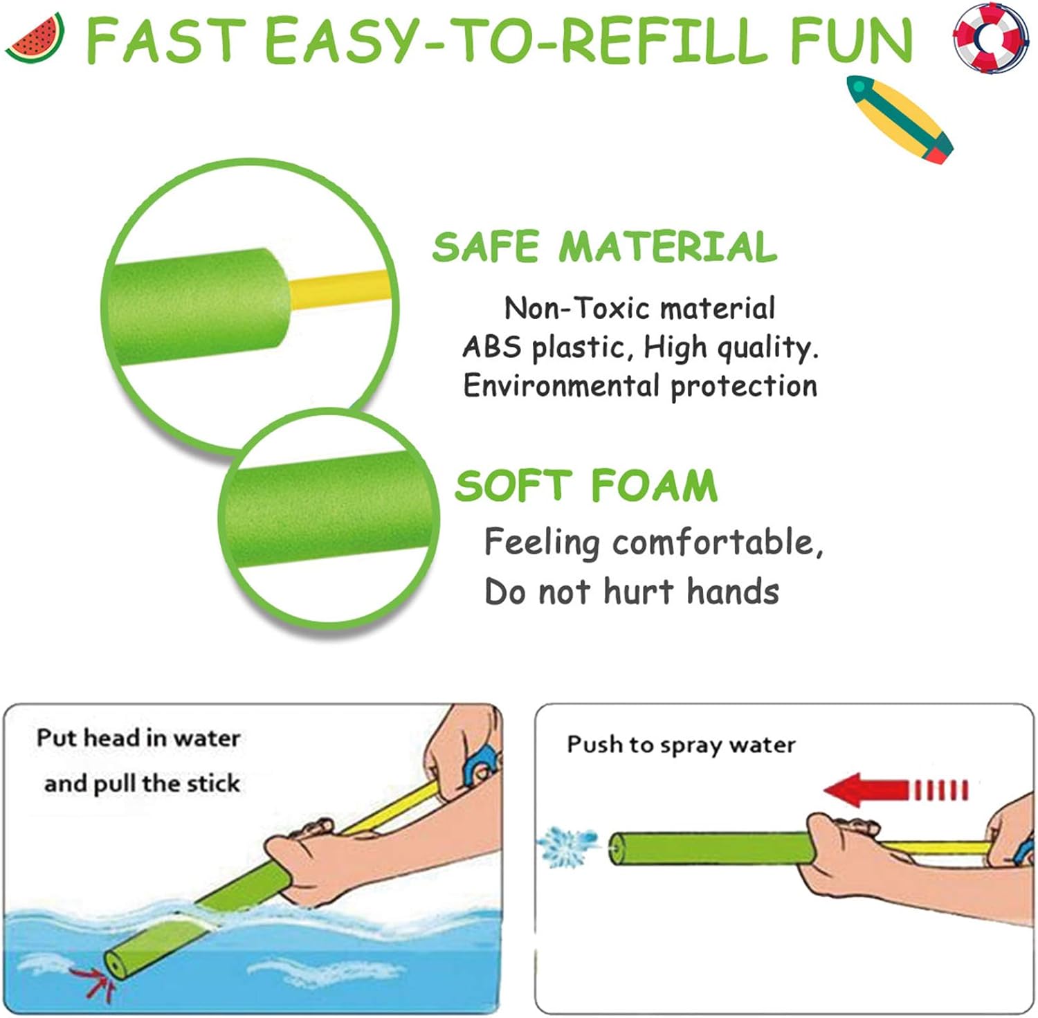 Water Guns for Kids 3 Pack Foam Water Blaster Squirt Gun Shooter Swimming Pool Pump Foam Water Soaker Super Blasters Soaker Summer Beach Toys Outdoor Swimming Pool Party Games Toys Toddlers Boys Girl: Toys & Games