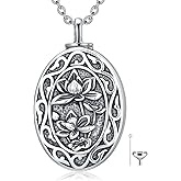 Midari Birth Flowers Urn Necklace for Ashes S925 Sterling Silver 12 Month Pendant Cremation Jewelry for Ashes with w/Funnel Filler Memorial Keepsake Jewelry for Women