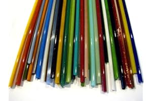 Devardi Glass 5mm Stringers 1/2 lb Sampler, COE 104 Glass Rods for Lampwork, Beadmaking