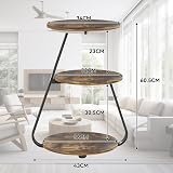 ARTETHYS Side Table Round 3-Tier Shelves with 3 LED Colors Rustic Brown view 2