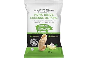 Southern Recipe Small Batch Pork Rinds | Spicy Dill Chicharrones | Keto Friendly, Gluten Free, Low Carb Food | 7g Collagen Pe