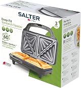 Salter Sandwich Toaster 900W Non Stick Removable Plates Dual 2 Toasts Deep Fill view 3