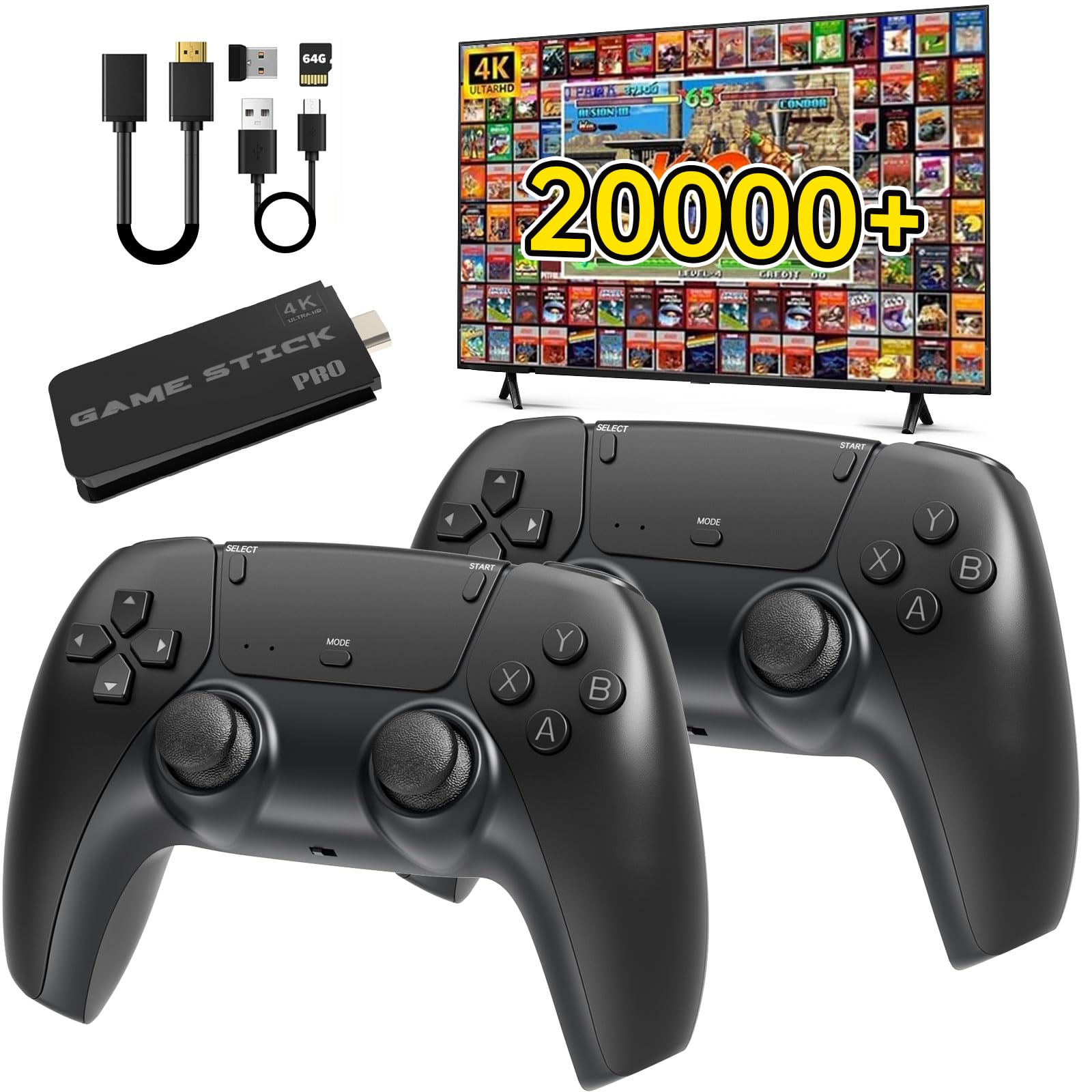 Photo 1 of **Missing gamestick** SnowVoice Retro Game Console,Built-in 23 Emulators with 20,000+ Games,4k Hdmi Output Game Stick,TV-Connectable Stick,Plug and Retro Play Video Games for Tv.Black64GB