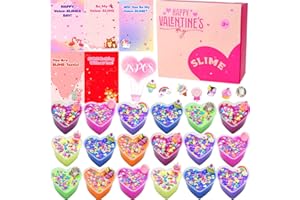 UMEELR Valentines Day Hearts Slime Kit, 28 Pack Valentine Cards with DIY Butter Slime, Stress Relief Toys for Kids Valentines Classroom Exchange Cards, Valentine's Party Favor Goodie Bag Stuffers