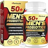 Probiotics for Men, Potent 50+ Mens Probiotic, Complete Gut & Digestive Health, with 850 Billion CFU, 1900mg Prebiotic Fiber, Energize, Immune, Mens Probiotics for Gut Health Over 50-90 Capsule