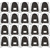Drawstring Backpack Bulk 20 Pcs Draw String Bags DIY Gym Sports Traveling Yoga Cinch Bag Sackpack Drawstring Memo Card (black)