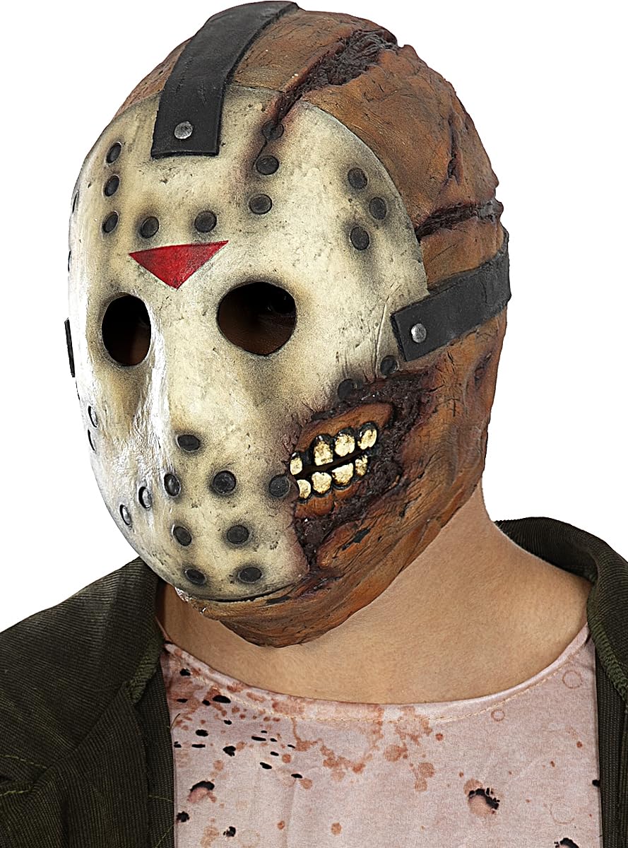 Funidelia | Friday the 13th Jason Latex Mask OFFICIAL for men and women Horror Movies - Accessories for adults, fancy dress costumes & props for Halloween, carnival & parties - One Size - Beige