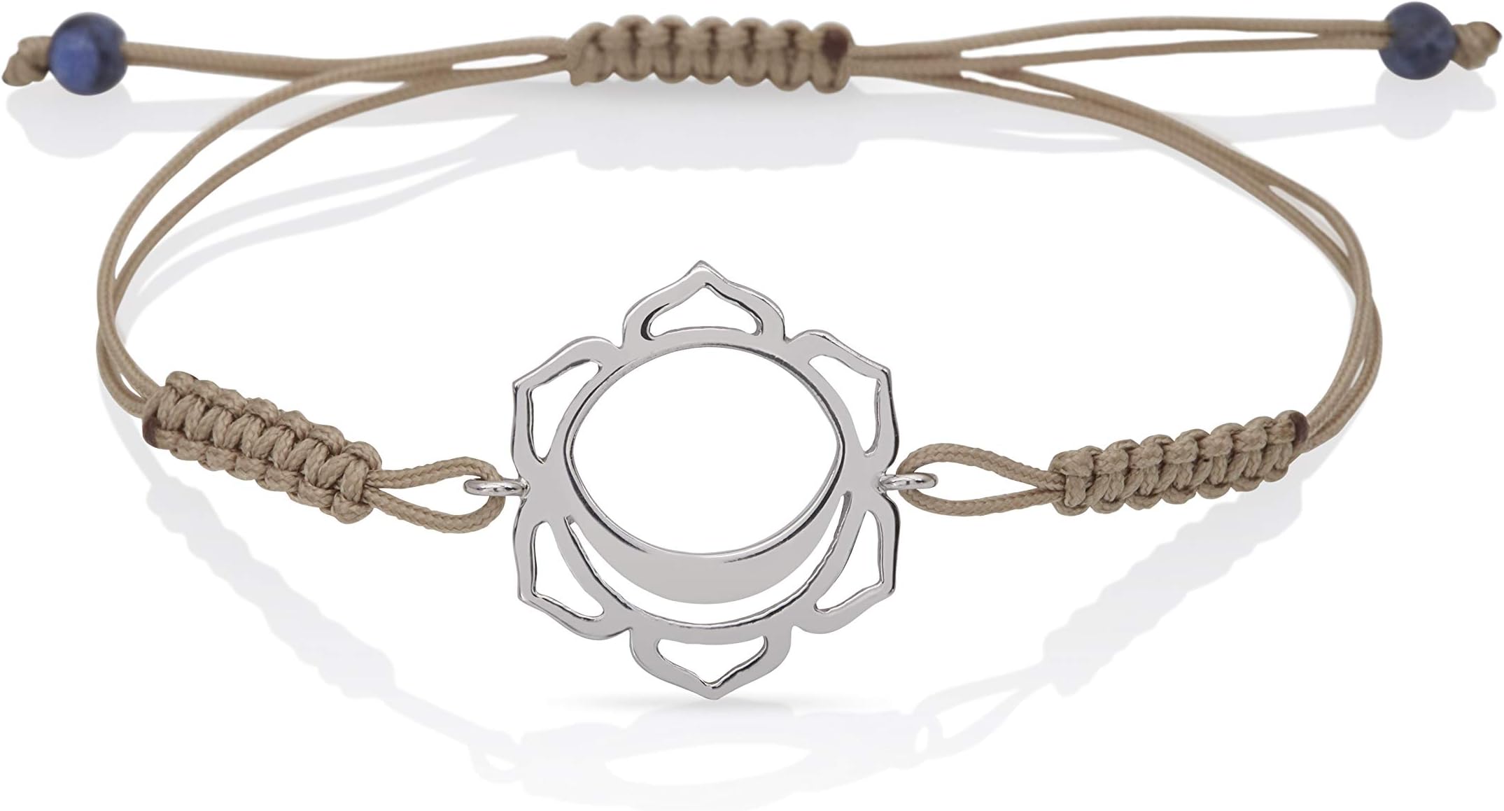 Handmade 925 Sterling Silver Cracelet with Macrame Cord and Svadhisthana Chakra