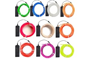 dobestyou 10 Packs of 9ft/2.75m Waterproof El Wire, Strong Flexibility, Corrosion Resistance, Battery Controllers Included