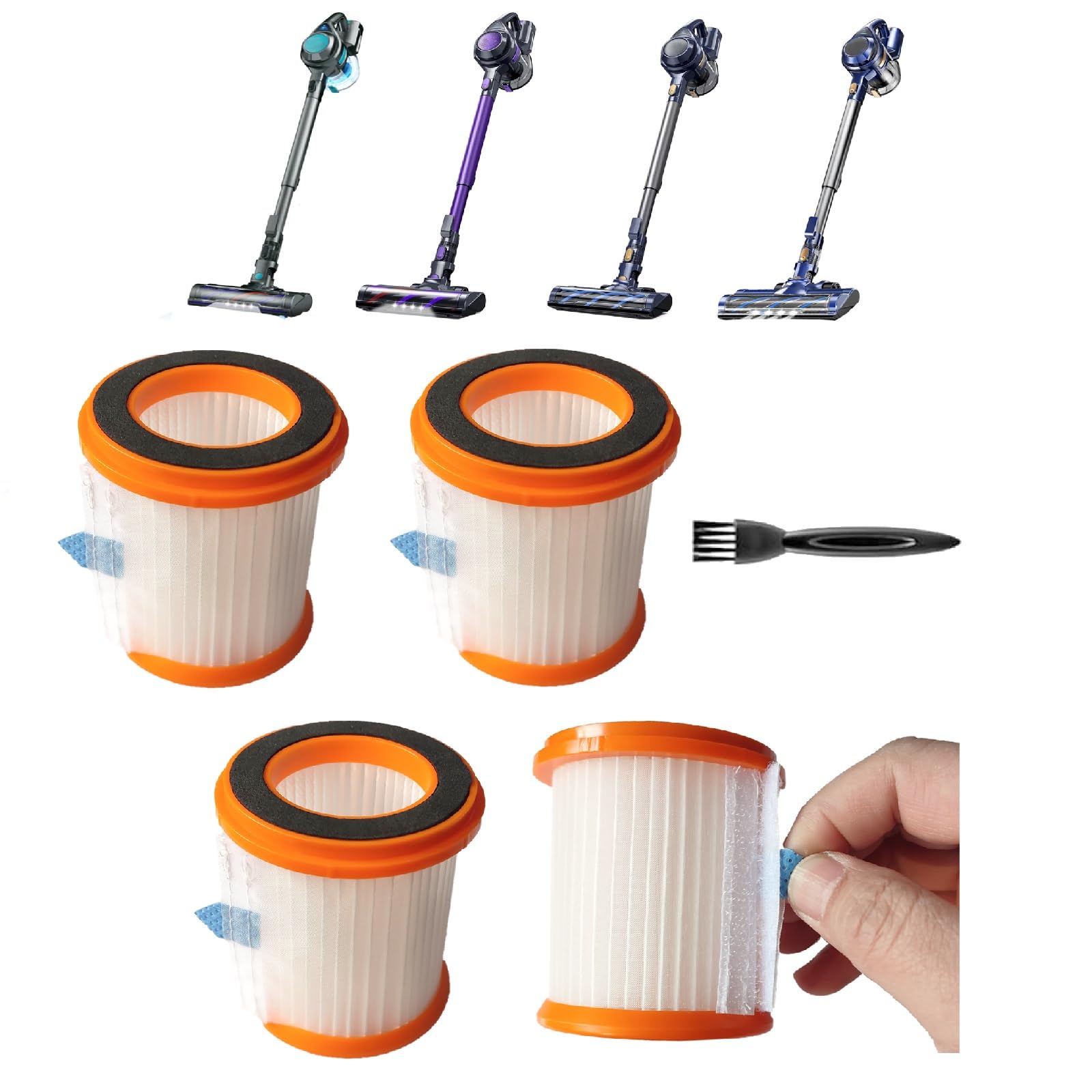 Photo 1 of 4pack Hepa Filters Compatible with Voweek VW-VC08 Cordless Vacuum, Washable Vacuum Filter Replacement for MOOSOO XL618 Pro Series. One Side Hole Filter.