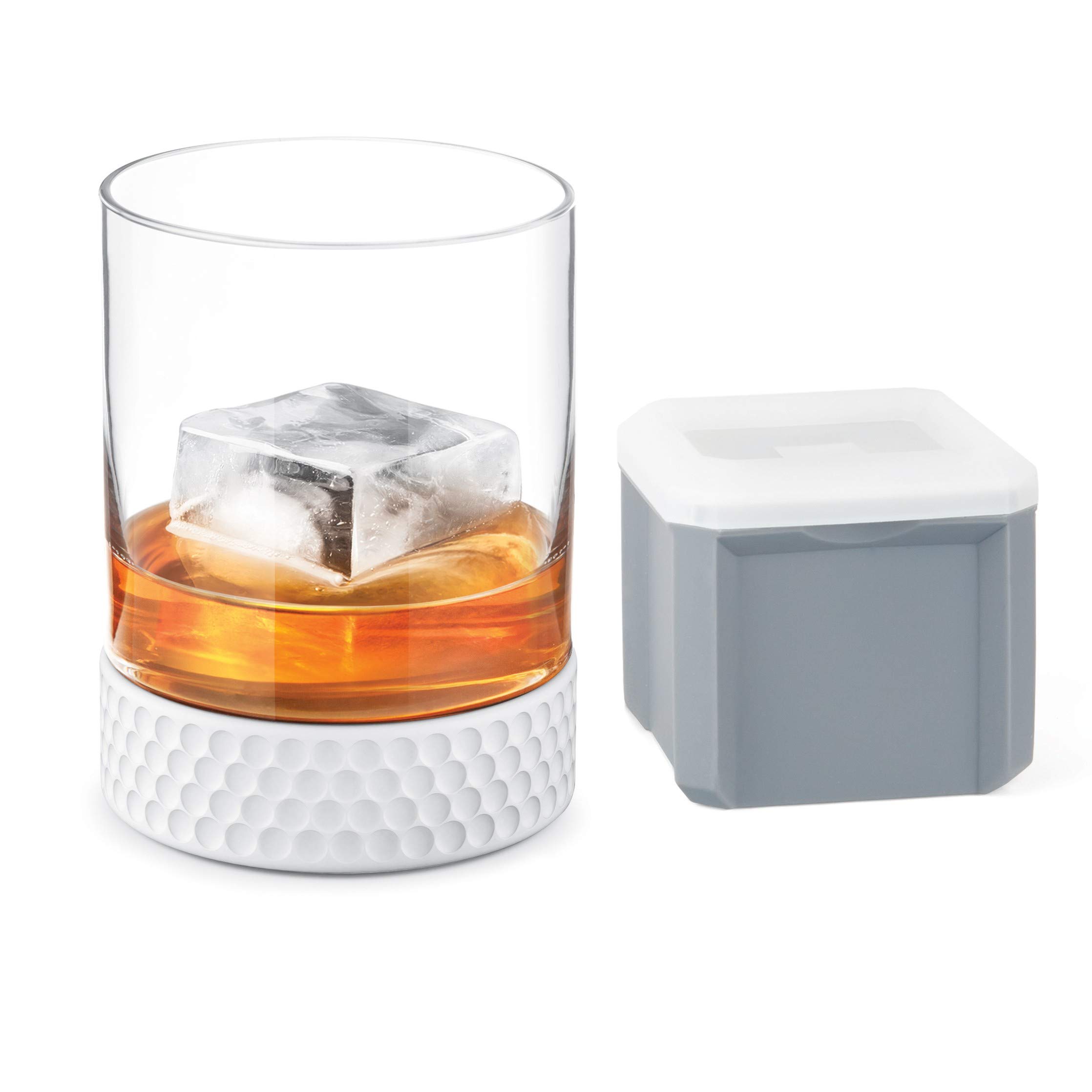 Final Touch Hole-In-One Whiskey/Cocktail Golf Tumbler Sports Glasses with Square Ice Mold - 12oz (350ml) (FTA6655)