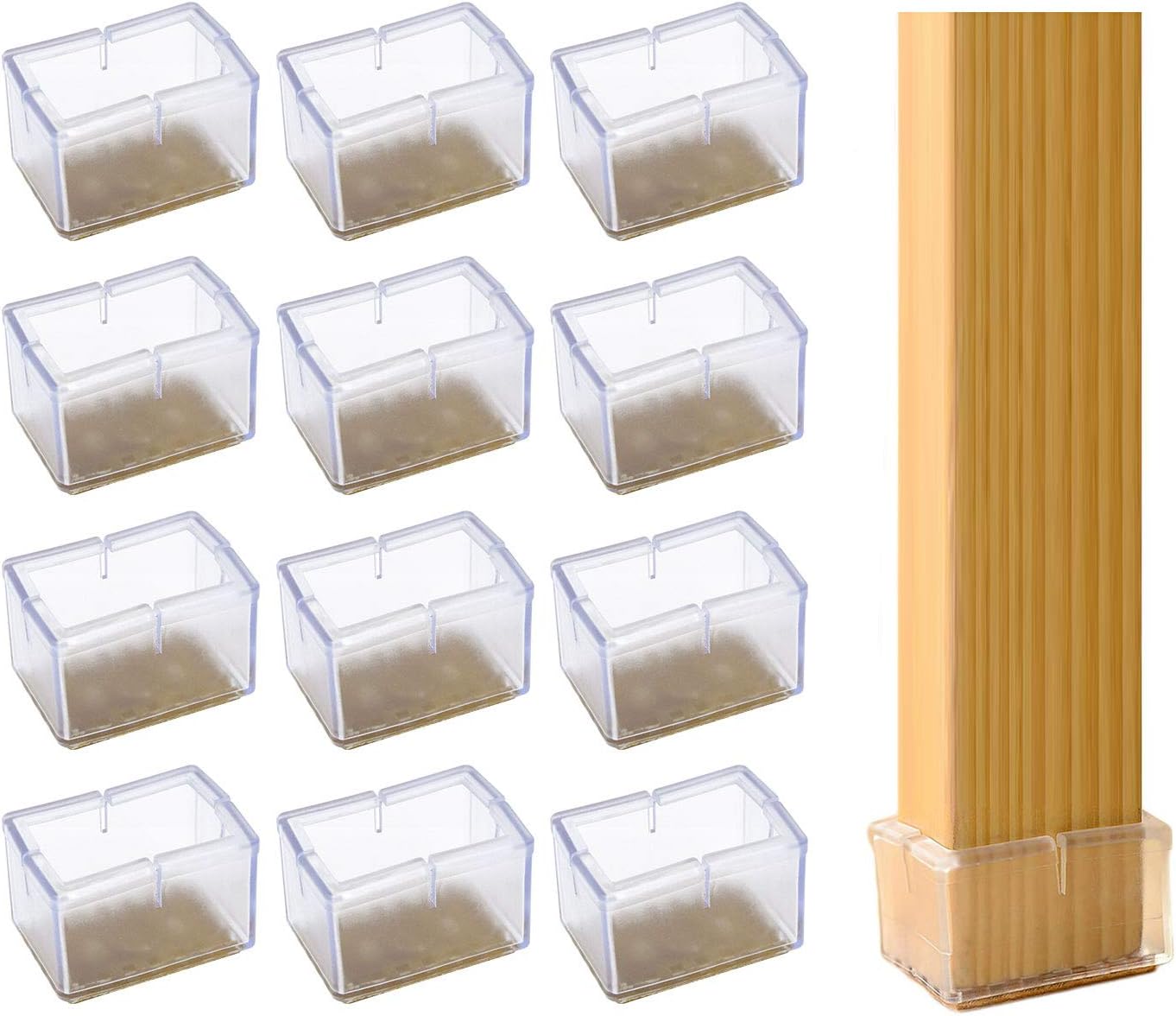 16 Packs Silicone Chair Leg Caps Rectangle, NonSlip Bottom Sofa Chair