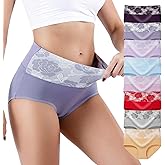 Honzadar Women Underwear Breathable Panties Cotton Tummy Control High Waist Briefs Full Coverage Panty Multipack