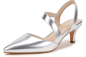 IDIFU IN2 Kitten Closed Toe Heels Slingback Low Short Pointed Pumps Small Comfortable Work Dress Shoes for Women Wedding Prom