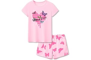 Tebbis Girls Pajamas Cotton Snug-fit PJS Stripe Summer Short Jammies Size 6-16
