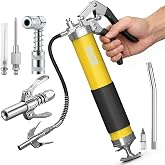 CICZ Professional 8000 PSI Grease Gun Kit: Heavy Duty Pistol Grip Grease Gun with 14oz Capacity, Quick-Release Coupler, 90&deg;Adapter, Rigid Pipe, Flexible Hose for Automotive, Industrial, Agricultural