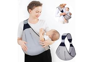 QETRABONE Baby Sling Carrier, Adjustable Baby Holder Carrier, Baby Half Wrapped Sling Hip Carrier, One Shoulder Labor-Saving, Cloth Fabric Lightweight Baby Carrier for Newborn to Toddler Up to 45 lbs (Grey)