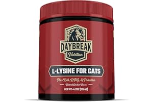 DAYBREAK NUTRITION L-Lysine for Cats and Kittens - 900 mg L Lysine Powder for Cats for Immunity & Respiratory Support - Cat Supplement with L-Lysine, Prebiotics, Krill, & DMG for Immune System, Eye Health & Sneezing